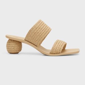 $428 Cult Gaia Jila Sandals Sphere Heel in Natural Open Toe Slide Style Size 6